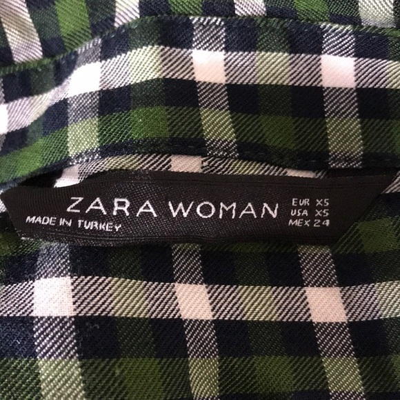 Zara Woman Green Plaid Check Button Front Dress - Picture 7 of 8